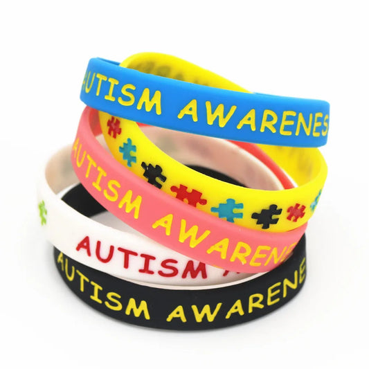 5pc Autism Awareness Puzzle Silicone Bracelets